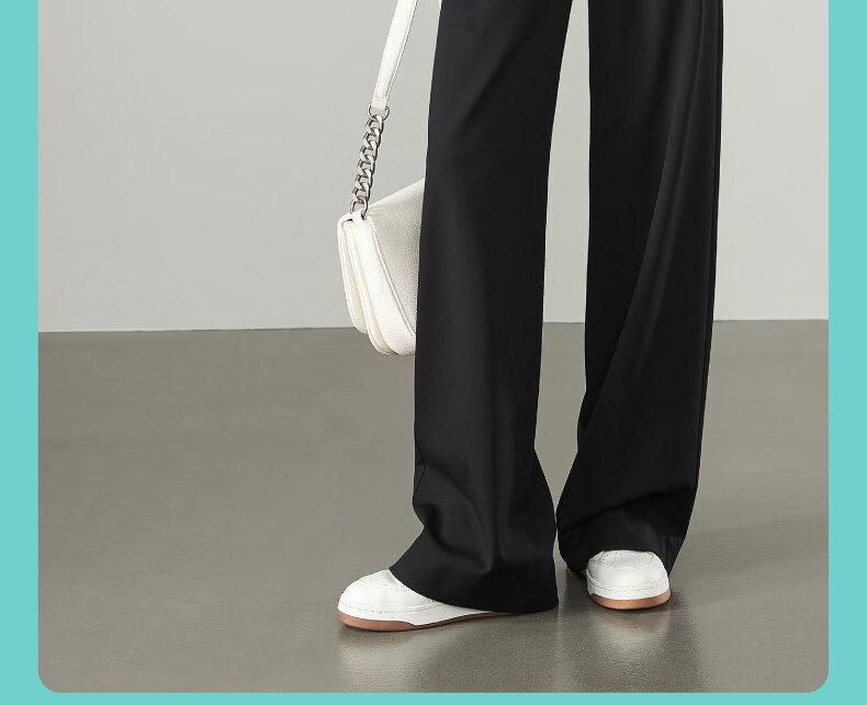 ESE-Y Wide-Leg Suit Pants for Women, Spring 2025 New Style, High-Waisted Draping Slimming Trousers, Black-Standard Size 31 15