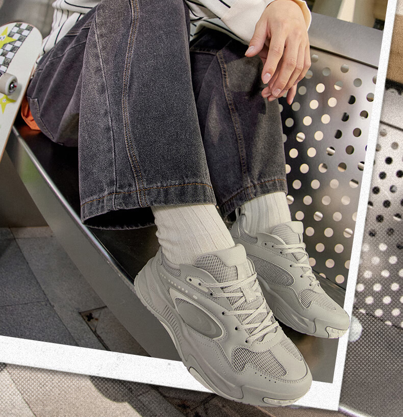 361° Men's Sneakers, Spring And Summer Mesh Leather Low-Top Sports Shoes, Classic Thick-Soled Casual Dad Shoes, 672516622-2 10