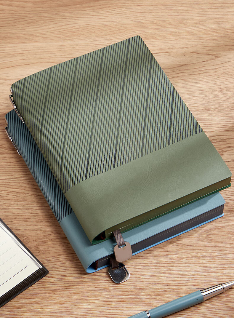 Jinyi Twill Notebook with Sprayed Edge, Thickened Leather Cover, Soft Leather Bookmark, Exquisite New Simple Artistic Journal, Large Size B5 Twill Sprayed Edge - Smog Blue (180 Sheets) 9