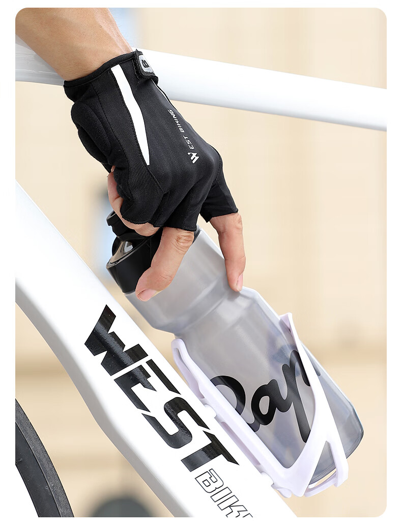 WestBiking Bicycle Riding Gloves, Thickened Shock-Absorbing Fingerless Gloves, Breathable Short Finger Gloves, Unisex Gloves for Men And Women, White, XL 13