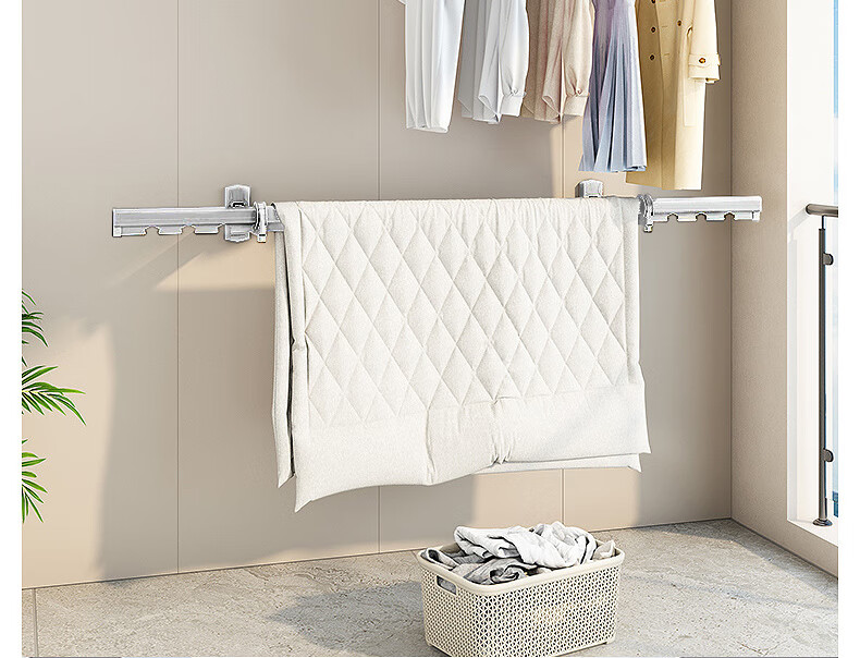 Baoyouni Side Wall Folding Clothes Drying Rack, Wall-Mounted Fixed Clothes Hanger, Balcony Side-Mounted Clothes Drying Rod 8