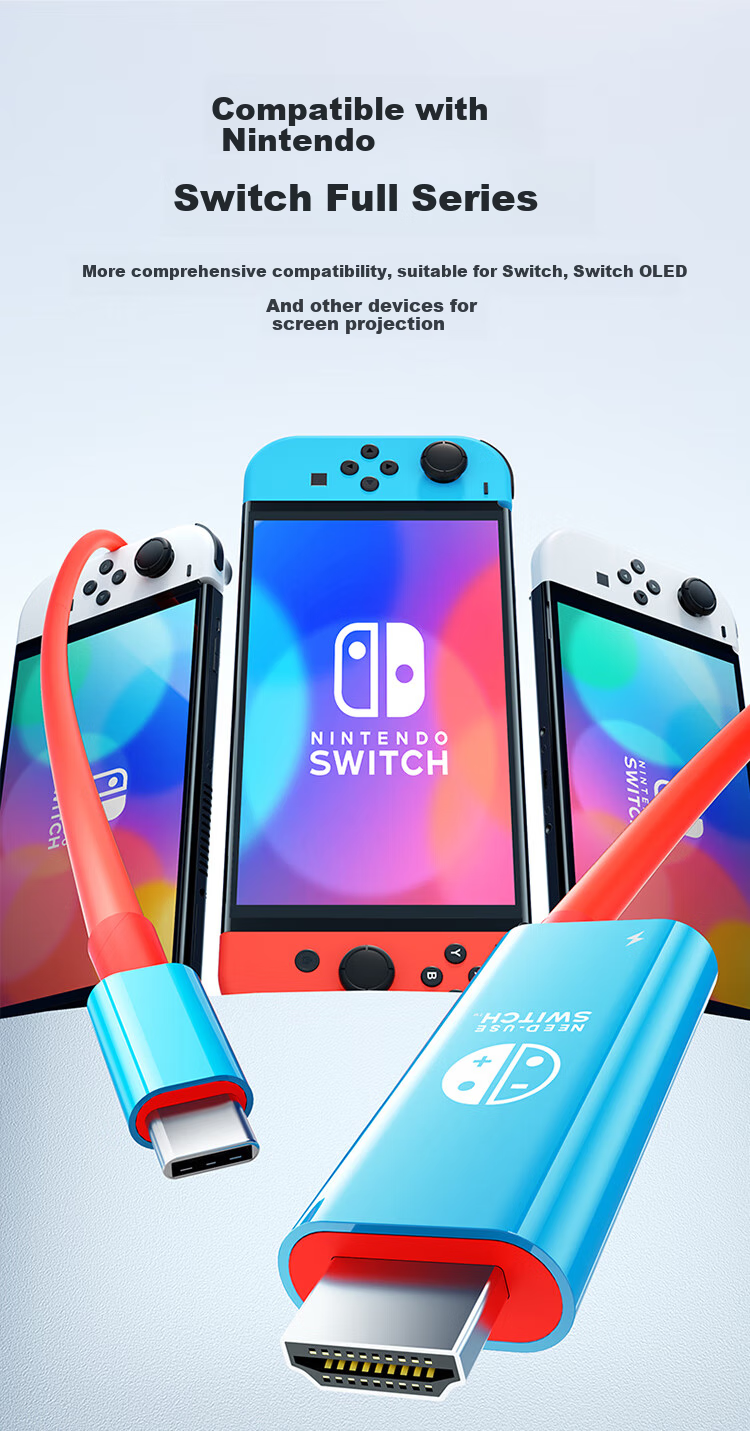 BUBM Switch Portable Dock, Charger NS Screen Mirroring Cable, HDMI Screen Mirroring Device, PD Fast Charging Cable, OLED 4K 60Hz High-Definition Expansion Cable Accessories, Suitable for ROG Handheld Games, Black And White 3