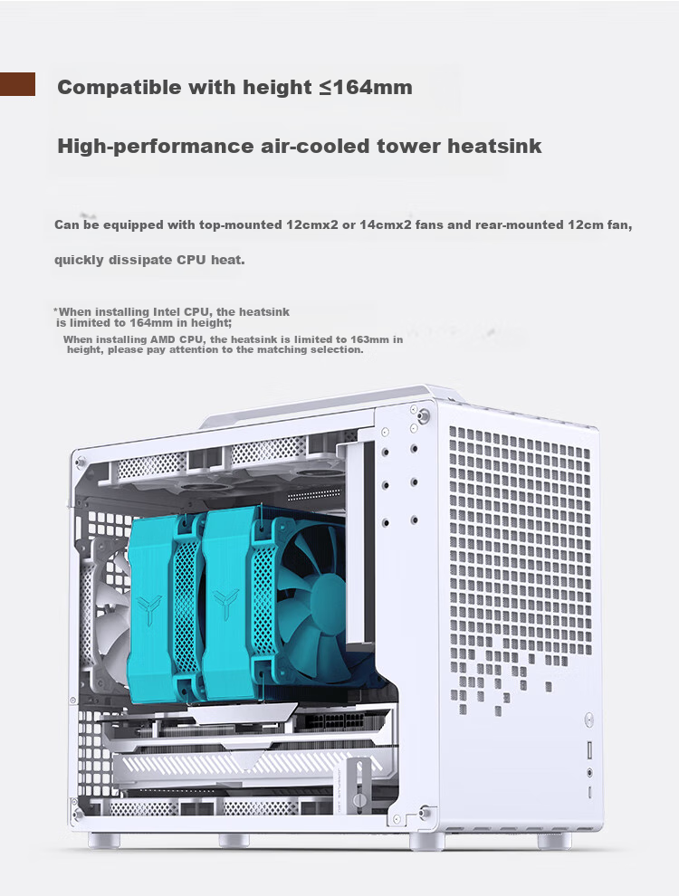 JONSBO Z20 White MATX Case (Approximately 20L, Detachable Handle, 240mm Radiator Support, 163mm Air Cooling, ATX Power Supply, Long Graphics Card, Type-C) 14
