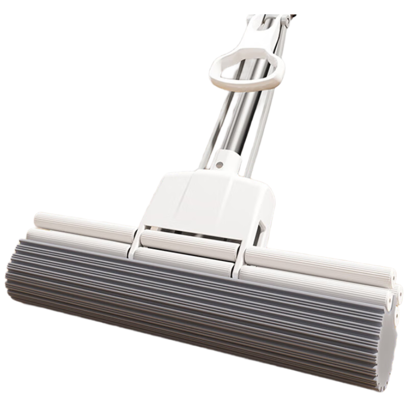 Dafurui Large 38cm Double-Row Roller Squeezing Sponge Mop, No-Hand Washing Rubber Cotton Mop, Absorbent Sponge Head Mop Cloth