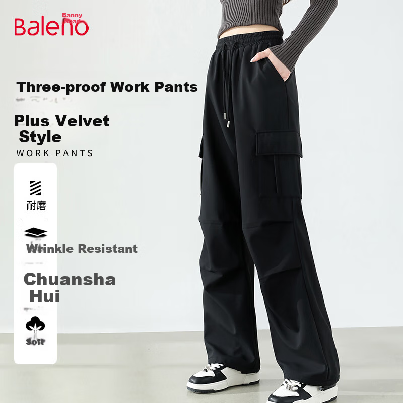 Baleno Fleece-Lined Soft Shell Triple-Protection Cargo Pants for Women, New Outdoor Sports Skiing Warm Wear-Resistant Paratrooper Pants for Fall/winter 2026