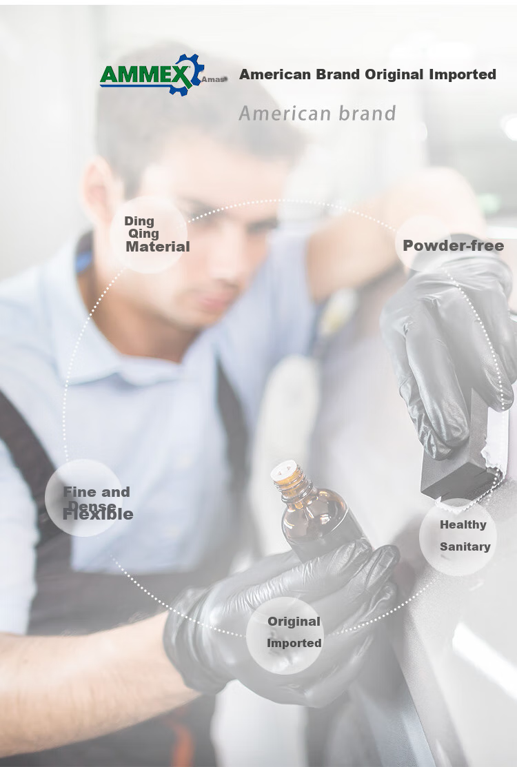 AMMEX Disposable Gloves, Food-Grade Nitrile Work Protective Gloves, Waterproof Non-Slip Oil-Resistant Gloves, Multi-Purpose Durable Wear-Resistant Dishwashing Gloves, Kitchen Cleaning Thickened Gloves, 100 Pieces L Size 3