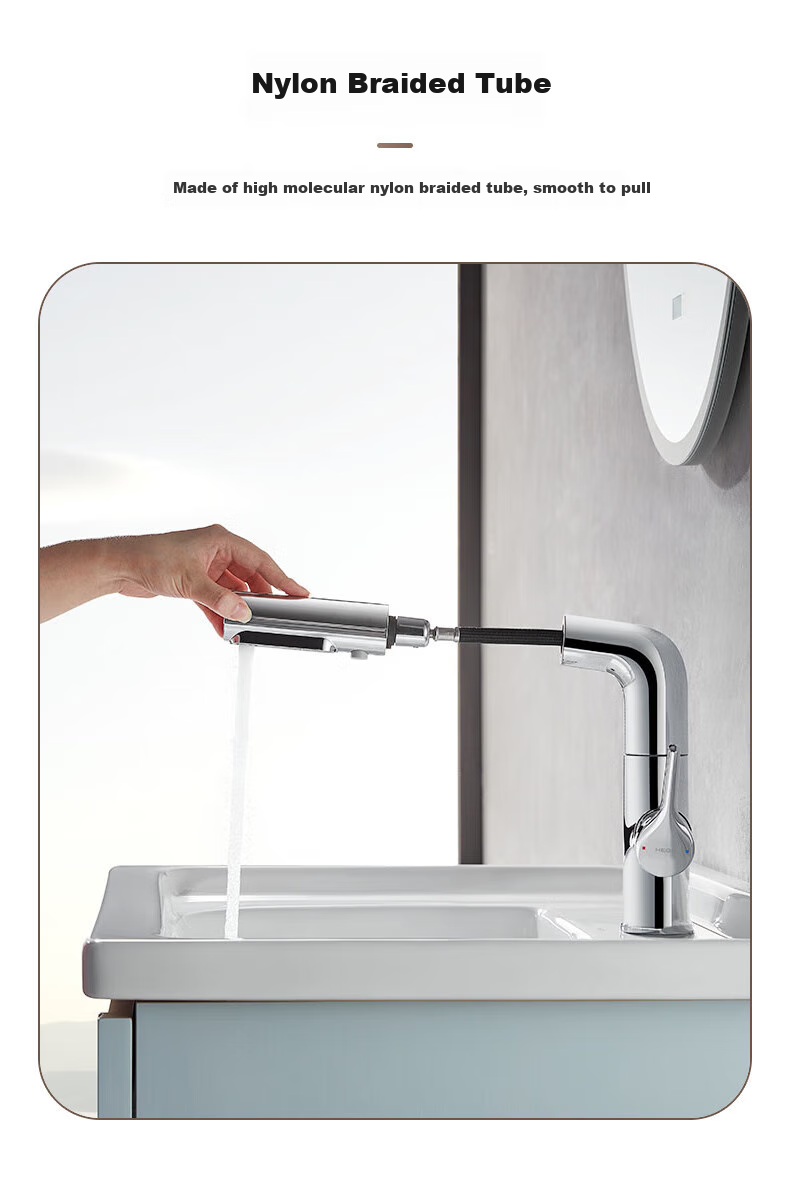 HEGII Pull-Out Basin Faucet, Three-Water Outlet Bathroom Lifting Rotating Hot And Cold Water Faucet HMF927-115 13