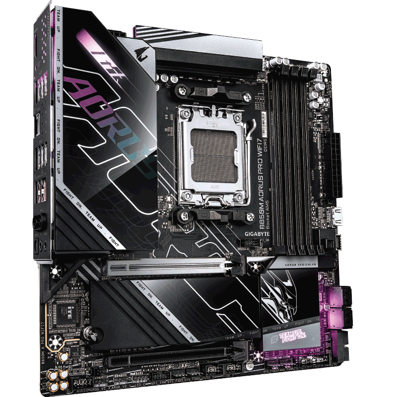 GIGABYTE Gaming Motherboard B850M AORUS PRO WIFI7, DDR5 Compatible with AMD CPUs AM5 9700X 9800X3D 9900X 9600X, Enjoy Smooth Triangular Actio