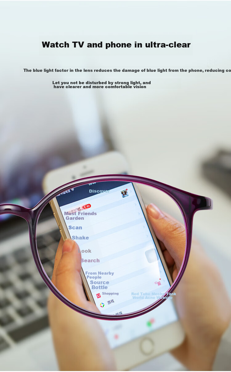 Mr. PuTian Anti-Blue Light Reading Glasses for Women, Fashionable High-Definition Presbyopic Glasses for Elderly, Purple, 100 Degrees (40-49 Years Old) 8