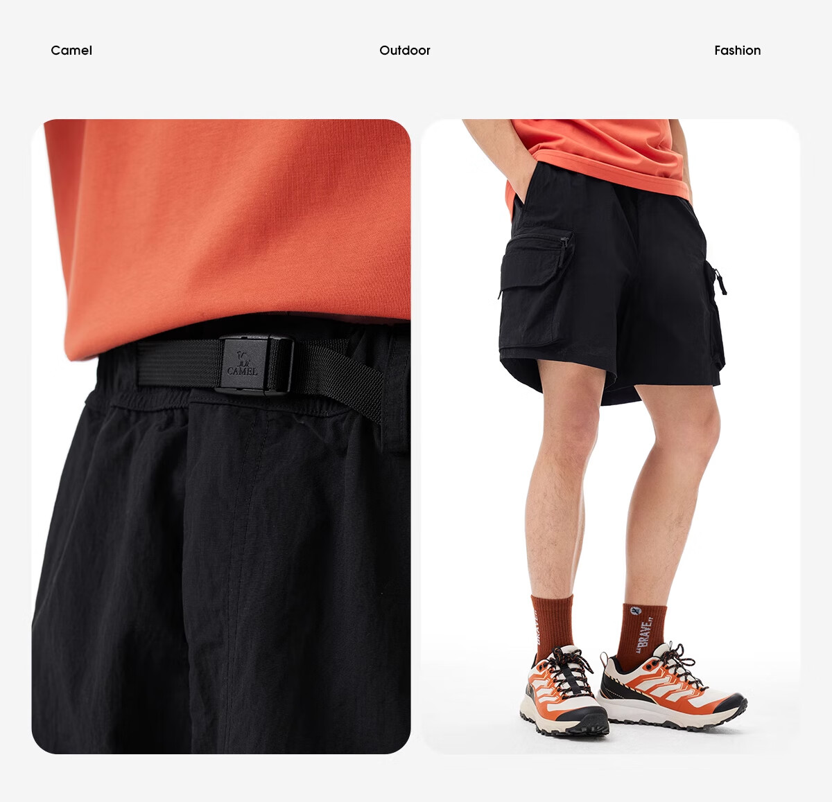 CAMEL Outdoor Quick-Dry Cargo Shorts Cooling Breathable Sun-Protective Loose Wide-Leg Quick-Dry Pants 5050 L 10