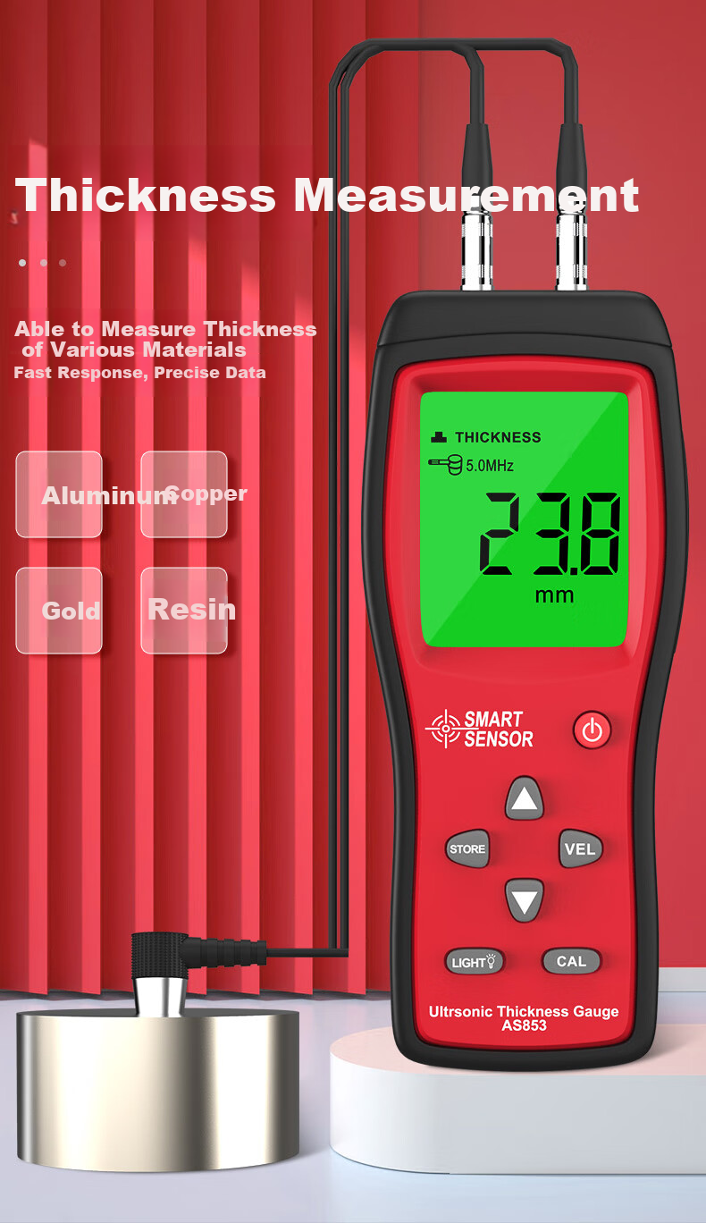 Xima AS853 Ultrasonic Thickness Gauge for Plastic And Metal Steel Plate Thickness Measurement, High-Precision Thickness Meter 6
