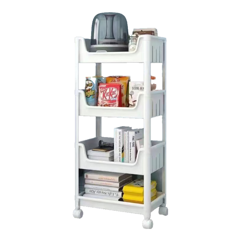 Shunyou Movable Cart Storage Rack, Floor-Standing, Multi-Functional for Snacks, Kitchen Vegetables, Books, Four-Tier SY-144
