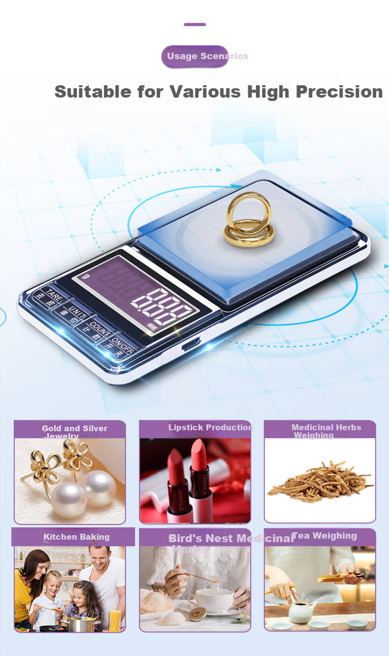Meilen Electronic Scale, 0.01g Jewelry Scale, Portable Electronic Balance, High Precision Mini Gram Scale, Gold Weighing Scale 3