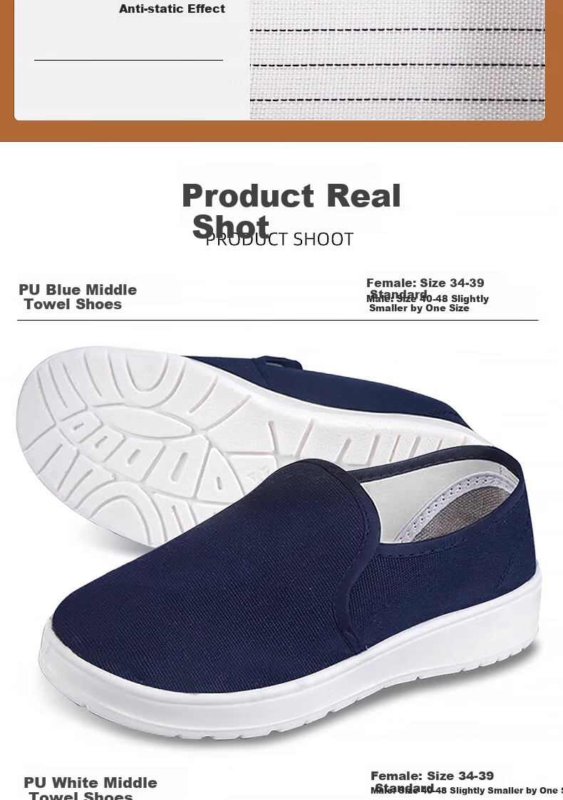 Mulang Anti-Static Mid-Top Shoes, Thickened Soft Sole, for Food Factory Clean Room, Specialized for Men And Women, Dust-Proof Non-Slip Breathable Work Shoes, Blue PU Mid-Top Shoes, Size 45 10