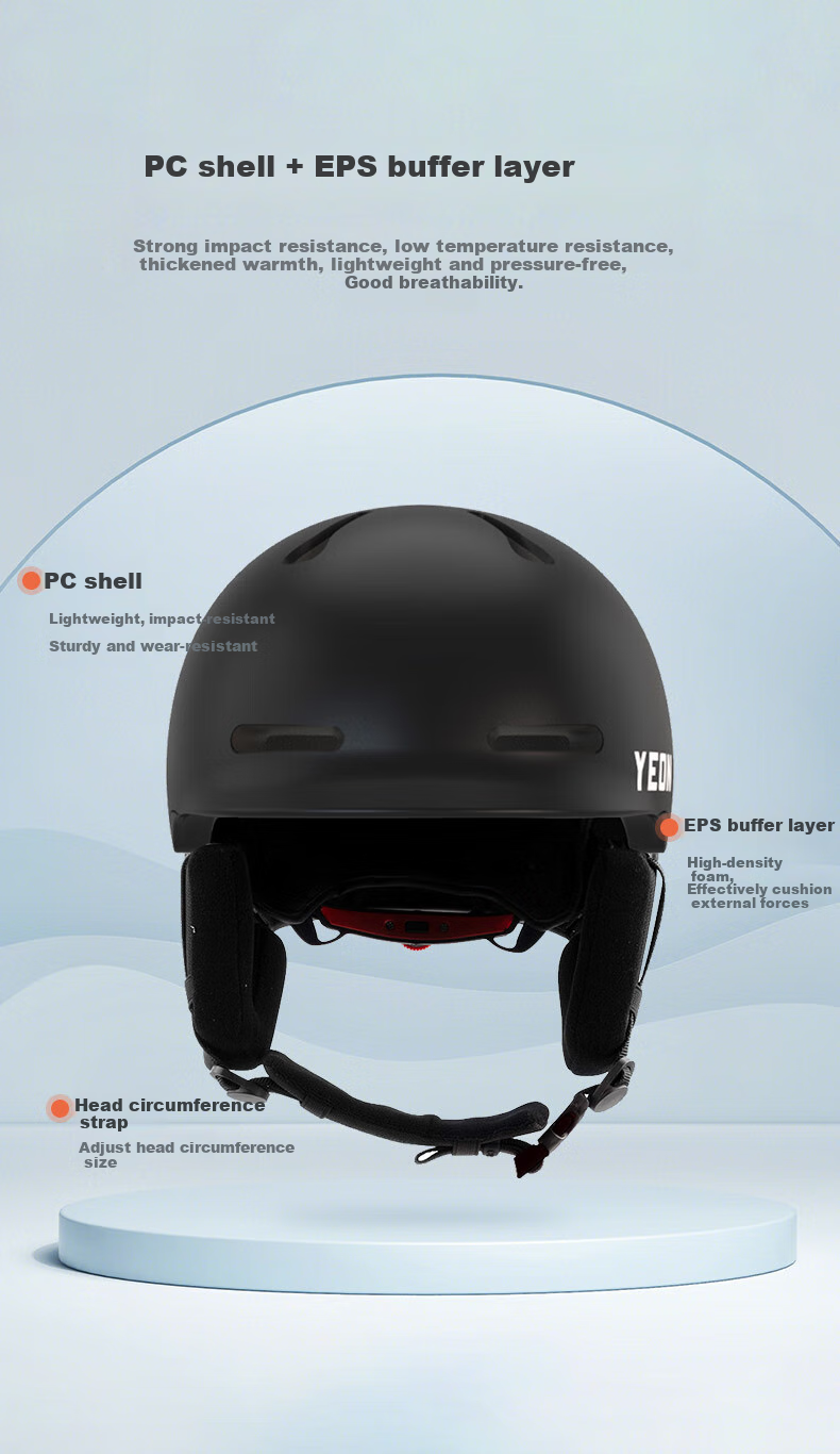 YEON Ski Helmet Ski Protective Gear for Single And Double Board Equipment, Unisex Warm Anti-Collision Impact-Resistant Breathable NP1-5201S 2