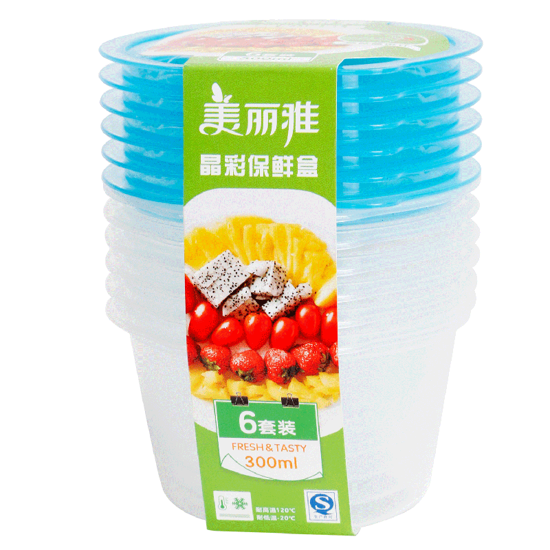 MARYYA Food Storage Containers, Round Shape, 300ml*6 Set, Food-Grade Plastic Lunch Boxes with Seals And Lids, Takeaway Bowls for Portioning, Microwave-Safe