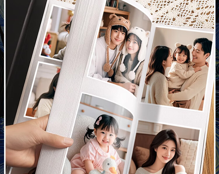 Oliwen Family Photo Album Large Capacity Insert Storage Book Couple DIY Handmade Graduation Memory Album Liu Yuning Photo Book Starry Night (6-inch 800 Photos Horizontal and Vertical) 1