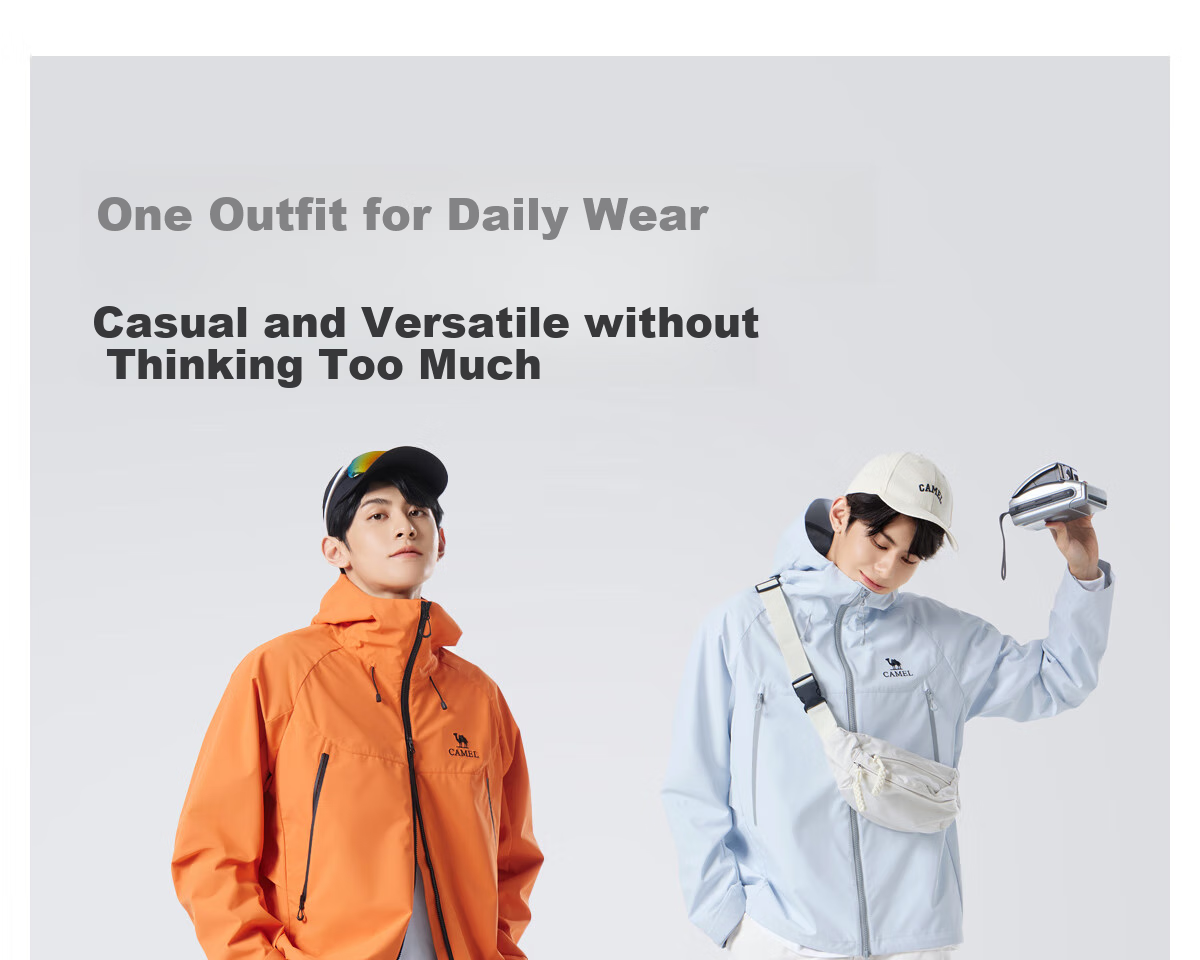 CAMEL Outdoor Jacket 2.0, Men's And Women's Mountain Hiking Wear, Windproof And Water-Resistant Travel Coat, M15BAKI063 14