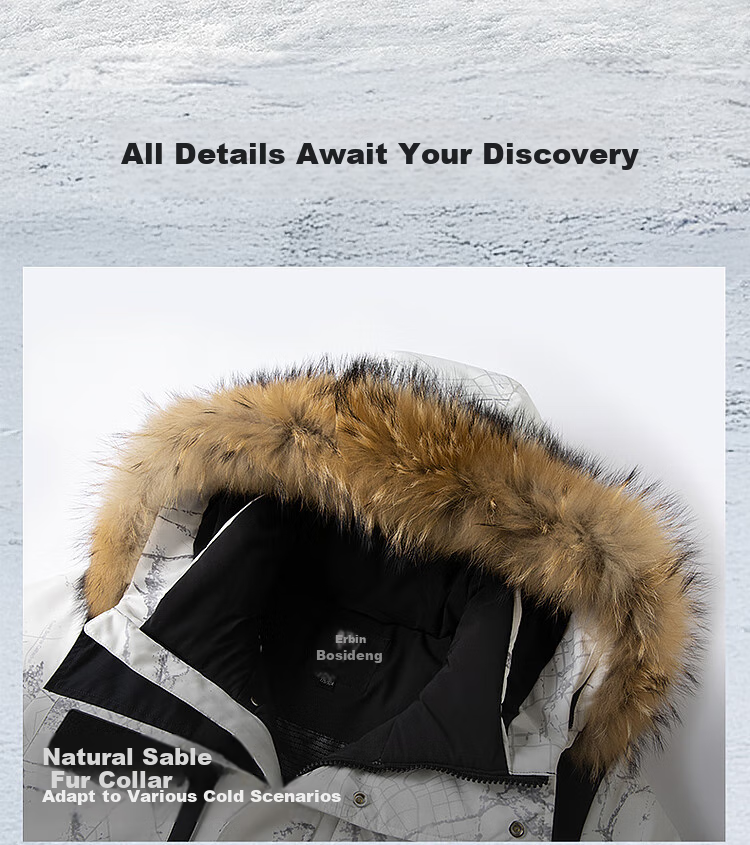 Bosideng Harbin Series Winter Down Jacket Unisex Short Hooded Coat with Large Fur Collar Goose Down 13