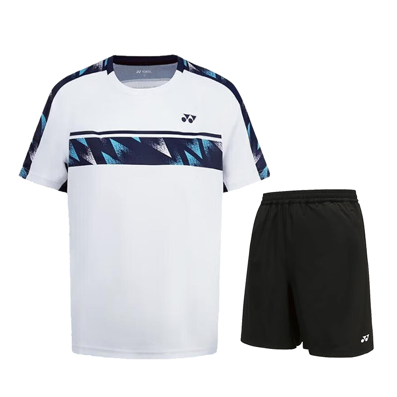 YONEX Badminton Shirt, Comfortable And Sweat-Absorbing, Running Fitness Sports Short-Sleeve Set for Men, 110055BCR, White, Size M