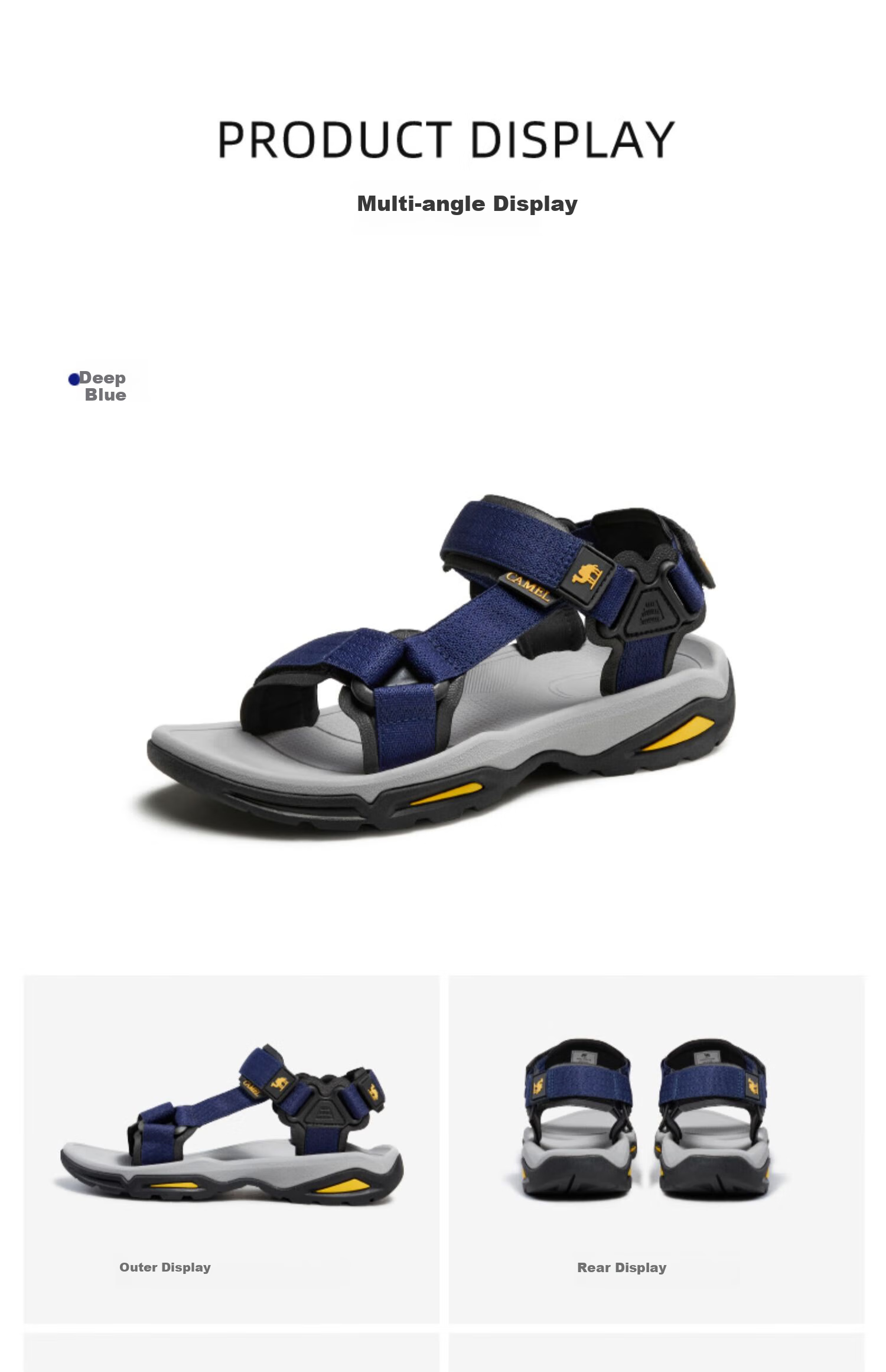 CAMEL Outdoor Beach Sandals with Flat Soles for Men A822162412 Gray Size 42 11