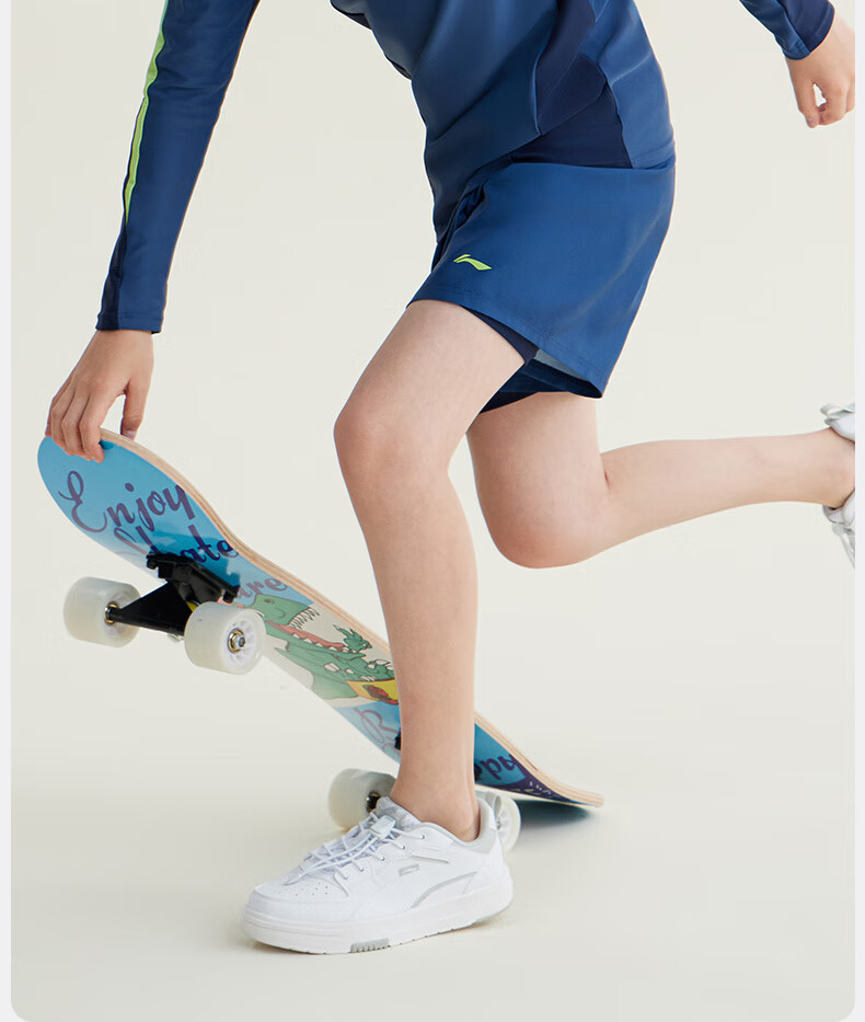 Li-Ning Children's Swimwear, Boys' Long-Sleeve Sun Protection Two-Piece Surfing Suit, Patterned Swim Trunks, Hot Spring Swimming Gear, 8031 Blue, Size 160 3
