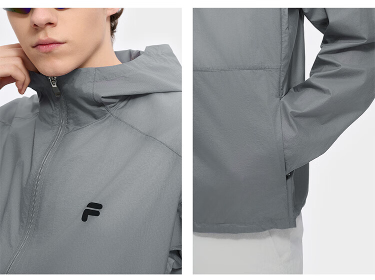 FILAFUSION FILA Trendy Woven Jacket for Men, Summer Fashion Casual Sun Protection Hooded Top 25
