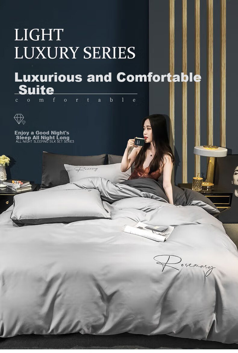 Grace 7A Antibacterial Brushed Bedding Set, Three-Piece Single Dormitory Bed Sheet And Duvet Cover, 1.5*2 Meters, for 1.2m Bed, Plain Blue 1