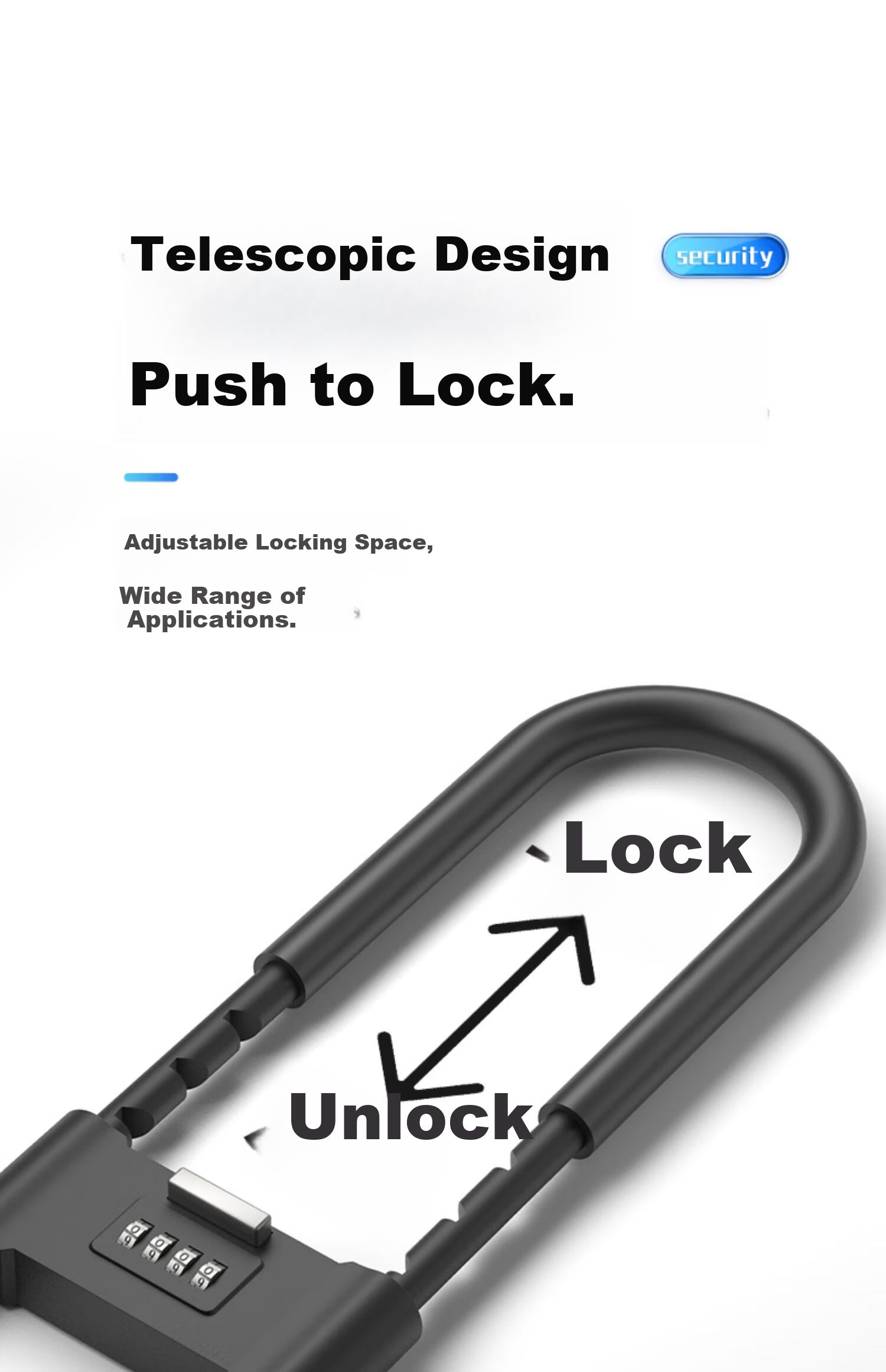 Chugong U-Shaped Lock Password Lock, Glass Door Lock, Anti-Shear And Anti-Pry, Shop Anti-Theft Double-Opening Door Motorcycle U-Shaped Lock Hardware 5