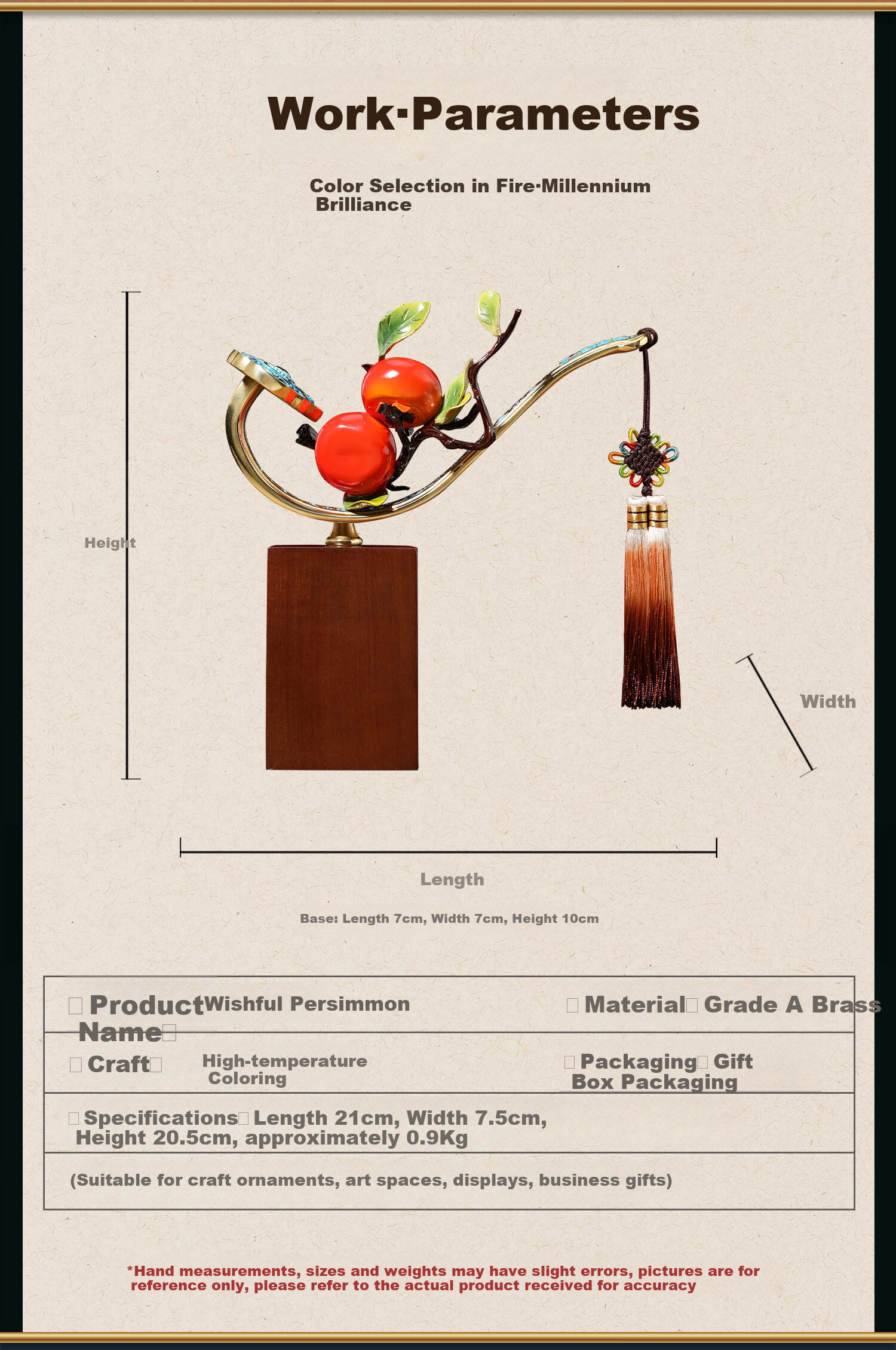 Damingtongjiang, Auspicious Copper Persimmon Ornament, Living Room Entrance Hallway Wine Cabinet Decoration, Housewarming Gift, Moving Present, Grand Opening Gift 2