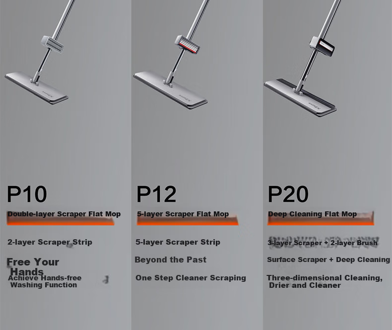Dawei Flat Mop, 40cm Handle Length, 135cm Overall Size, 2 Thickened Pads, P20 Model, No Hand Washing Required, Deep Cleaning And Stain Removal 7