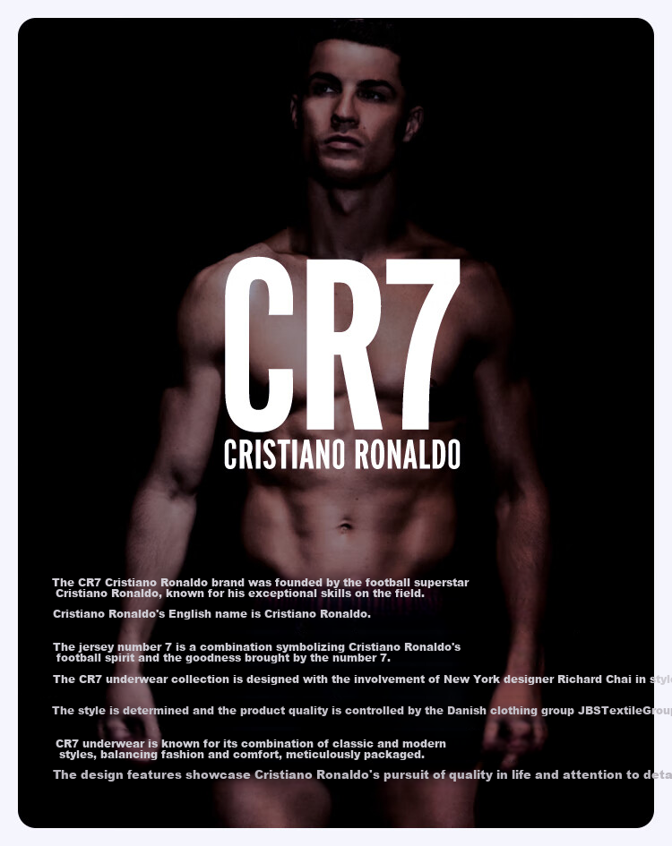 CR7 Cristiano Ronaldo CR7 men's boxer briefs set, 2026 spring new style, 3-pack, pure cotton breathable boxer shorts 1