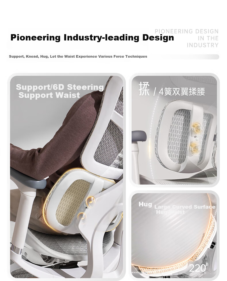 SIHOO S100 Ergonomic Chair, Computer Chair, Lumbar Support Office Chair, Ergonomic Seat, Gaming Chair with Integrated Headrest 5
