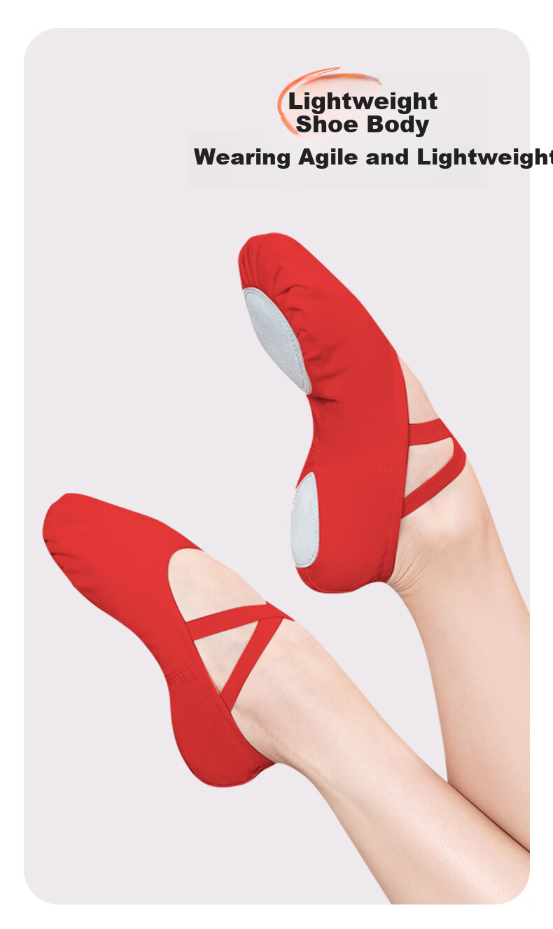 Zhiyouban Adult Dance Shoes, Ballet Professional Practice Shoes for Women, Soft Sole, Slip-On, Children's Dance Shoes, Red Body-Shaping Cat Paw Shoes 5