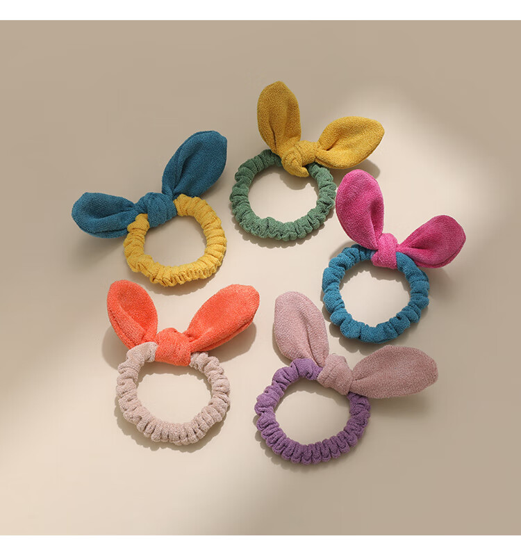 CHIMERA 5-Piece Children's Rabbit Ear Hair Ties, Ponytail Elastics, Non-Damaging Hair Bands, Hair Accessories for Girls, Mid-Autumn Festival Gift 4
