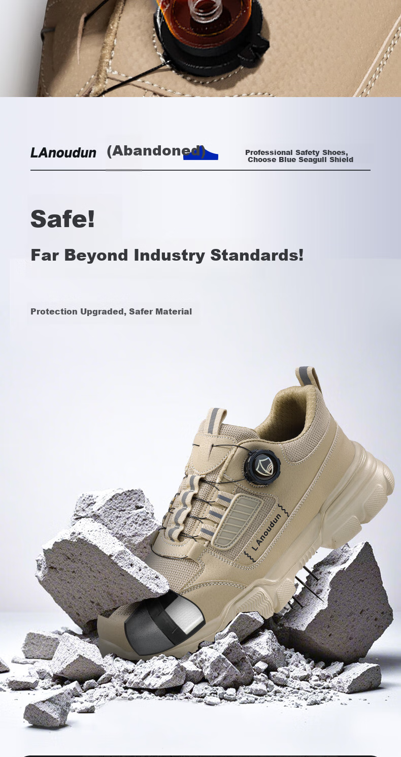 Lanoudun Safety Shoes for Men, Summer Breathable Soft-Soled Anti-Smashing Steel Toe Cap Puncture-Resistant Lightweight Work Safety Construction Site Shoes DL266 Size 44 6