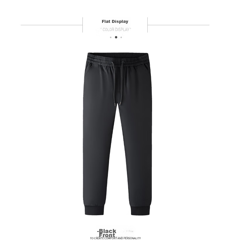 Yalu Men's Winter Thickened Casual Long Pants, Fleece-Lined Trousers, Warm Goose Down Pants with Elastic Cuffs 16