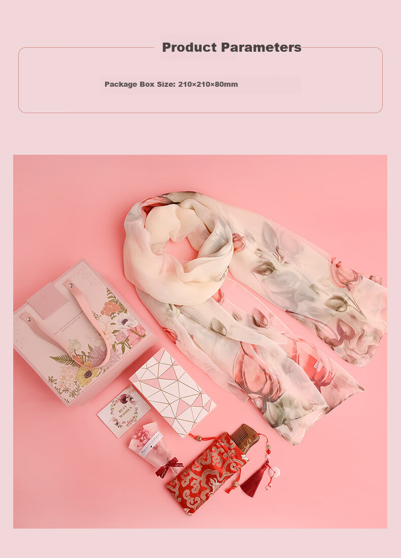 Hangsifu Silk Scarf for Women, Summer Gift Box, Shawl, Outer Wrap, Practical Birthday Present for Mom Or Wife, Mid-Autumn Festival Gift 10