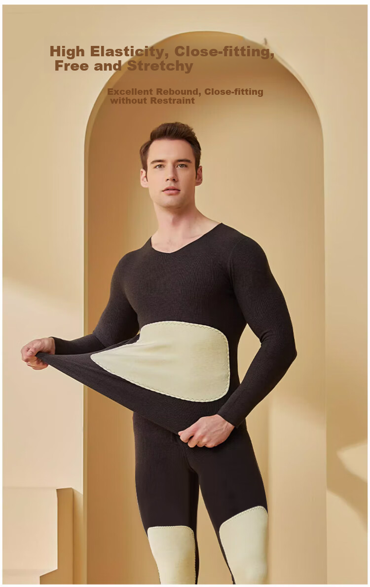 LangSha Ladies Thermal Underwear Set, Wool And Silk, Waist Protection, Knee Protection, Back Protection, Fleece-Lined, Thickened, Autumn And Winter Base Layer, Autumn Top And Pants 14