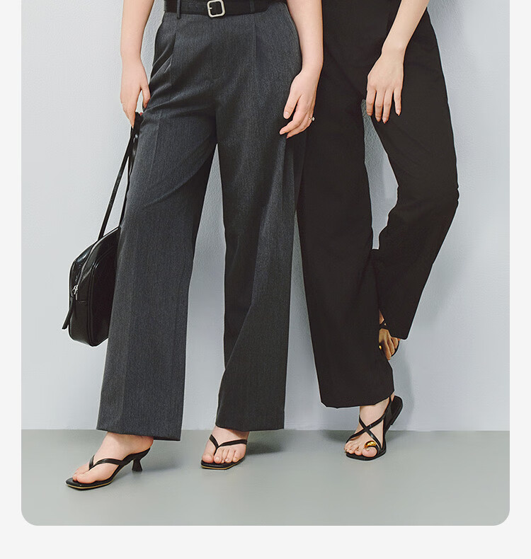 JD Original Women's Suit Pants, Autumn New Style, Slimming Casual Trousers, Wide-Leg Dress Pants with Stretch in All Directions, Gray, XL 10
