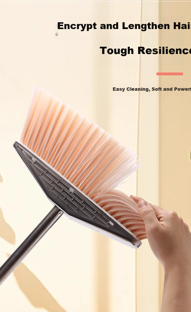 Aoyida Broom And Dustpan Combination Set, Latest Model, Sweeping Head for Hair And Floor Cleaning, Cleaning Tool, Stainless Steel Garbage Scoop, Broom 5