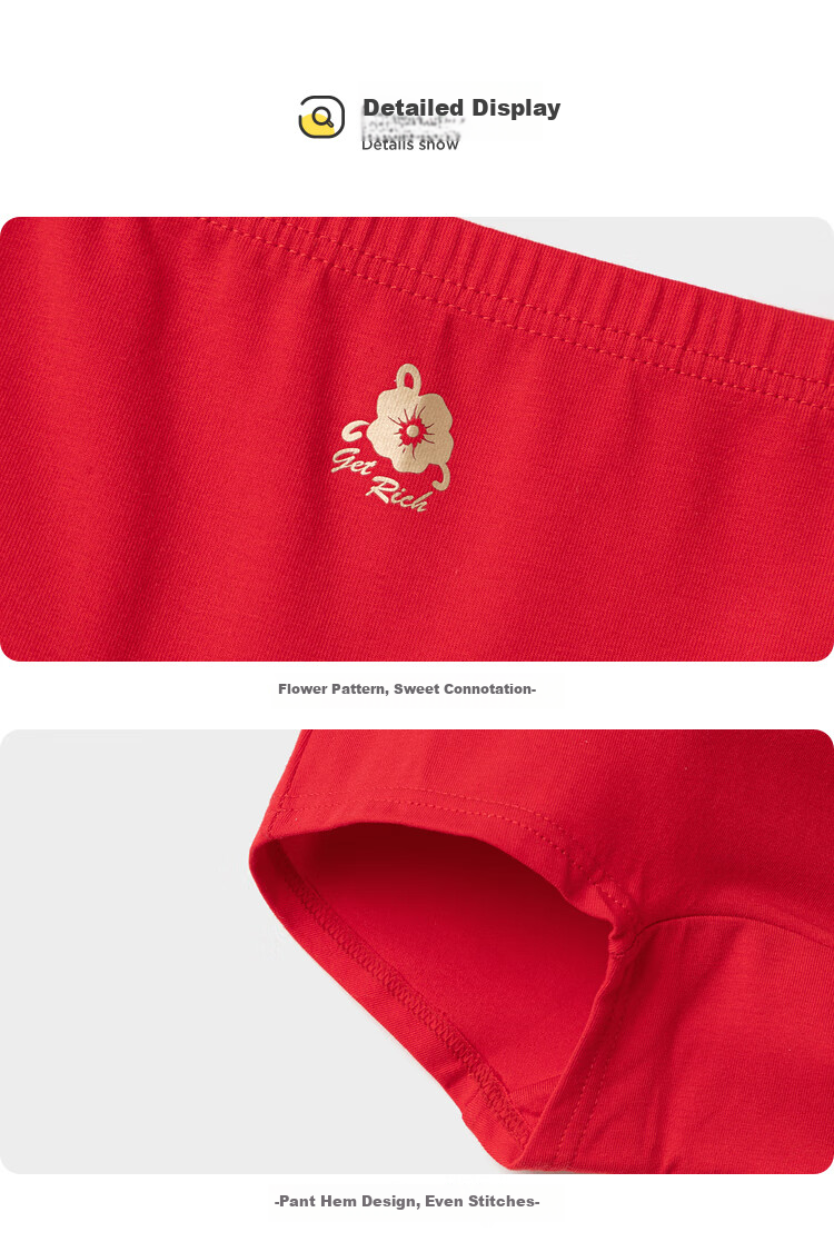 BALABALA Girls' Boxer Briefs, Cotton, Red, Short Pants for Zodiac Year, Snake Year New Year Style, Pack of Three, 208125170002 6