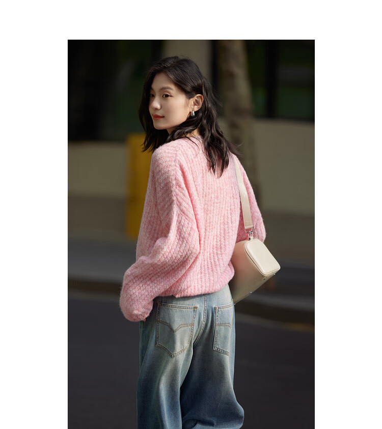 Dme [Containing Wool] Spring Lightweight Striped Hollow-Out Round Neck Sweater, High-Elastic Comfortable Knit Top for Wome 4