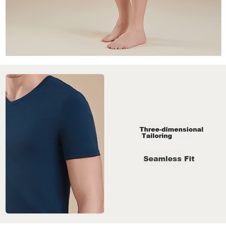 Hosa Men's Tank Top Short-Sleeve T-Shirt, Athletic Elastic Slim-Fit Cotton Modal Casual Undershirt, Navy Blue, Size L 10