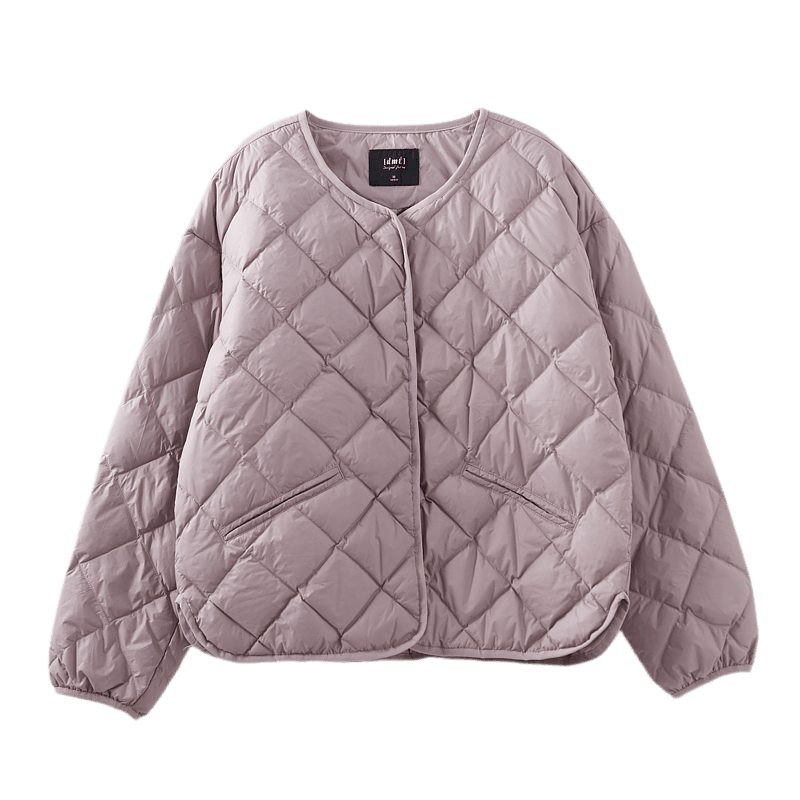 Dme [Lightweight And Warm] Winter Luxury 90% Duck Down Round Neck Long Sleeve Slim-Fit Women's down Jacket