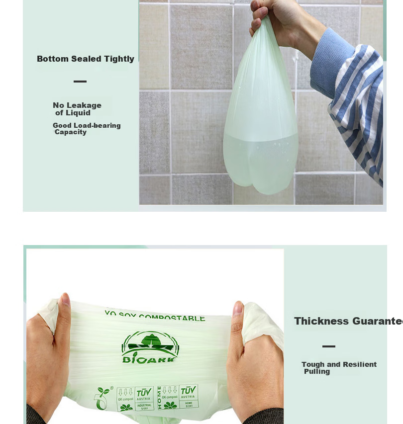 Haisidike Biodegradable Garbage Bags, Light Green, 8L (40*38cm), 50 Pieces, PLA Corn Starch Biodegradable Compostable Garbage Bags, Disposable Eco-Friendly Bags, HKZX-36 6