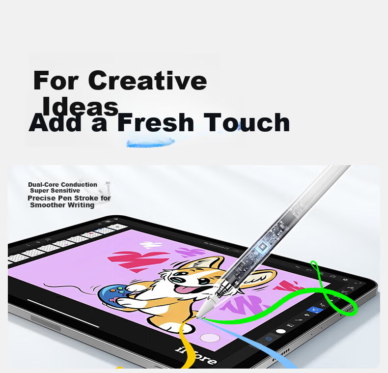 Shanmo Capacitive Stylus Compatible with IPad 2026 Pro/Air/Mini, Apple Pencil Alternative, Second-Generation Anti-Mistouch Writing And Touch Pen with Light Display on Body 4