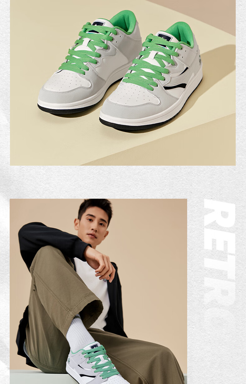 QIAODAN Men's Skateboard Shoes, Summer Low-Top Panda Trendy Versatile Non-Slip Casual Sneakers 18