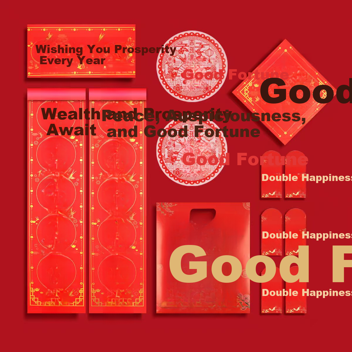 CHUANLIANG Special Offer: 2025 New Year Spring Festival Gift Set, 1.18 Meters, New Year Decorations, Door Blessings, Fu Character Couplets