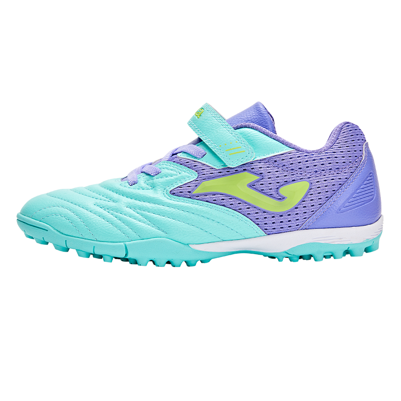 JOMA Velcro Children's Soccer Shoes, TF Turf Studs, Youth Elementary School Professional Competition Football Training Shoes, Blue And Purple, Size 34